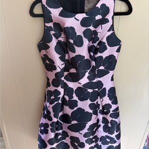 Lela Rose Lavender and Navy Floral Fit and Flare Dress